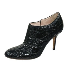CHRISTIAN DIOR Cannage Black Patent Leather Heels Ankle Booties 39.5 9.5 Shoes - Picture 1 of 12