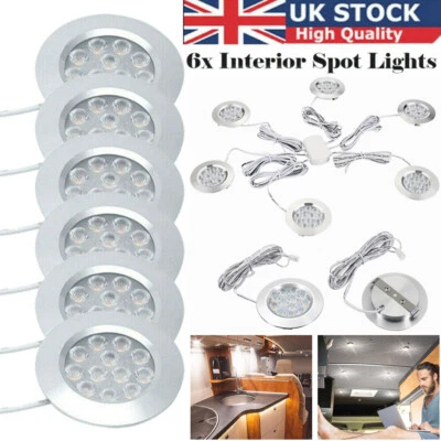 6x 12V Interior LED Spot Lights For VW T4 T5 Camper Van Caravan Motorhome Light - Image 1 of 4
