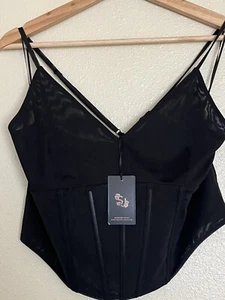 SINCERLY JULES Black Bustier Coraet Strappy Cami Tank Top Size XL NWT - Picture 1 of 8