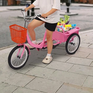 Triciclo de 18 pulgadas 3 ruedas bicicleta para adultos mayores triciclo con cesta de la compra - Imagen 1 de 21