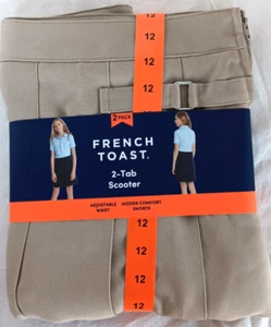 French Toast Girls Khaki Uniform 2 Tab Scooter Hidden Shorts Skirt Size 12 NEW - Picture 1 of 3