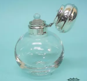 English Sterling Silver Mounted Glass Perfume / Scent Bottle - Picture 1 of 4