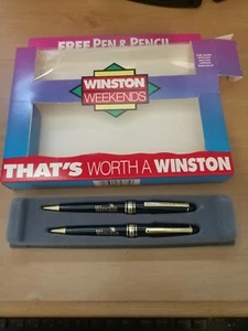 Juego de bolígrafos y lápices Winston Cigarettes negros y dorados - Imagen 1 de 5