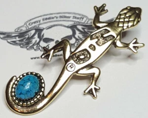 Vintage Harley Davidson® Ladies Turquoise Lizard Vest Pin - Imagen 1 de 6