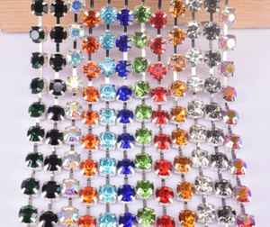 6mm/8mm Cristal Color Estrás Plata Taza Redonda Cadena Disfraz Vestido Cosado - Imagen 1 de 30