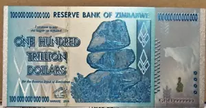 Zimbabwe 100 Trillion Dollar Banknote GREAT GIFT IDEA EDUCATIONAL HYPERINFLATION - Picture 1 of 3