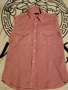 New Dsquared2 Men's Pink Sleeveless Fitted Shirt Size Small 50/40 - Picture 1 of 6