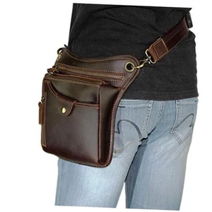 Genuine Leather hip bag Thigh Drop Leg Bag Waist fanny Pack for Men and Women - Picture 1 of 8