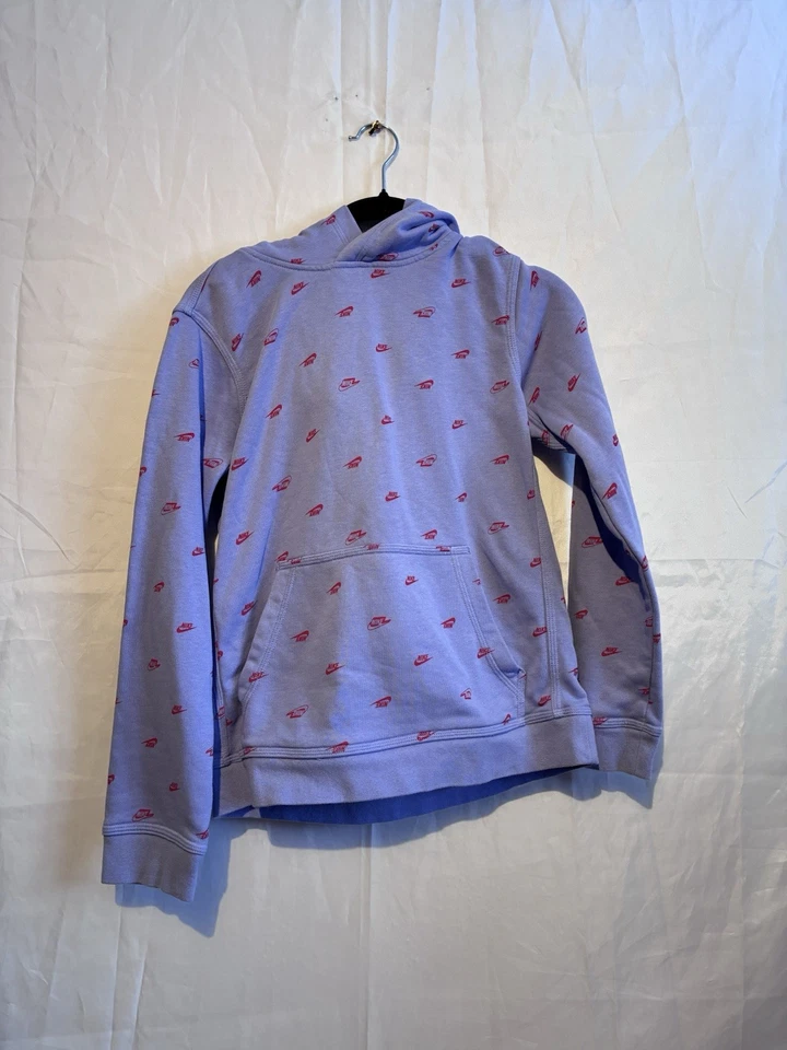 Sudadera con Capucha Nike Juvenil Grande Púrpura Rojo Swoosh Estampado Completo Pullover Informal Foto 1 de 4