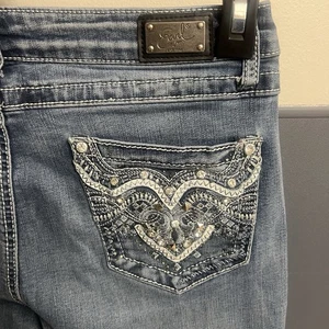 Earl Jeans Women's 8 Blue Medium Wash Slim Boot Cut Rhinestone Jeans! - Picture 1 of 8