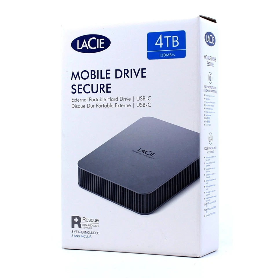 LaCie Mobile Drive Secure 4TB externe Festplatte USB 3.2 4.0 TB HDD, (2022) grau - Bild 1 von 1