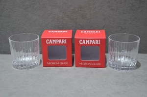 2x Campari Negroni Ribbed Rock Glas Becher in Geschenkbox 30cl 300ml Brandneu - Bild 1 von 10
