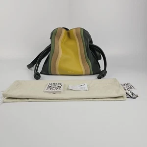 LOEWE Flamenco Medium Bottle Green/Ochre Nappa Leather Clutch Bag New - Picture 1 of 14