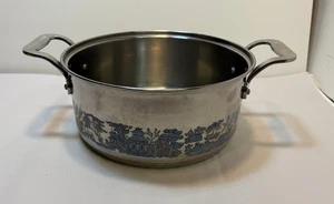Cuisine Cookware Vintage Blue Willow Stainless 5.0 Qt Pot - No Lid - Picture 1 of 6