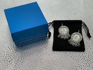 NIB! Kirks Folly Iridescent Moon Goddess Silver Drop Dangle Lever Back Earrings - Picture 1 of 4