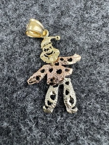 Vintage Tri-Color Clown Pendant Charm 14K Rose Yellow White Gold, 1.5gr Joker - Picture 1 of 5
