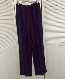 Express Damen 10R marineblau burgunderrot gestreift weites Bein super hoher Bund Hose neu mit Etikett Boho - Bild 1 von 11