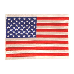 AMERICAN FLAG EMBROIDERED PATCH iron-on WHITE BORDER US UNITED STATES Large - Picture 1 of 4