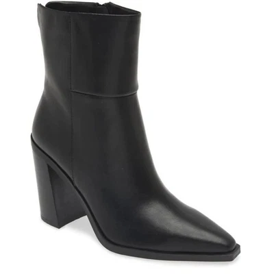 Steve Madden Talla 10 Cuero Negro Punta Punta Cortada Botines Tacón Bloque $259 Foto 1 de 4