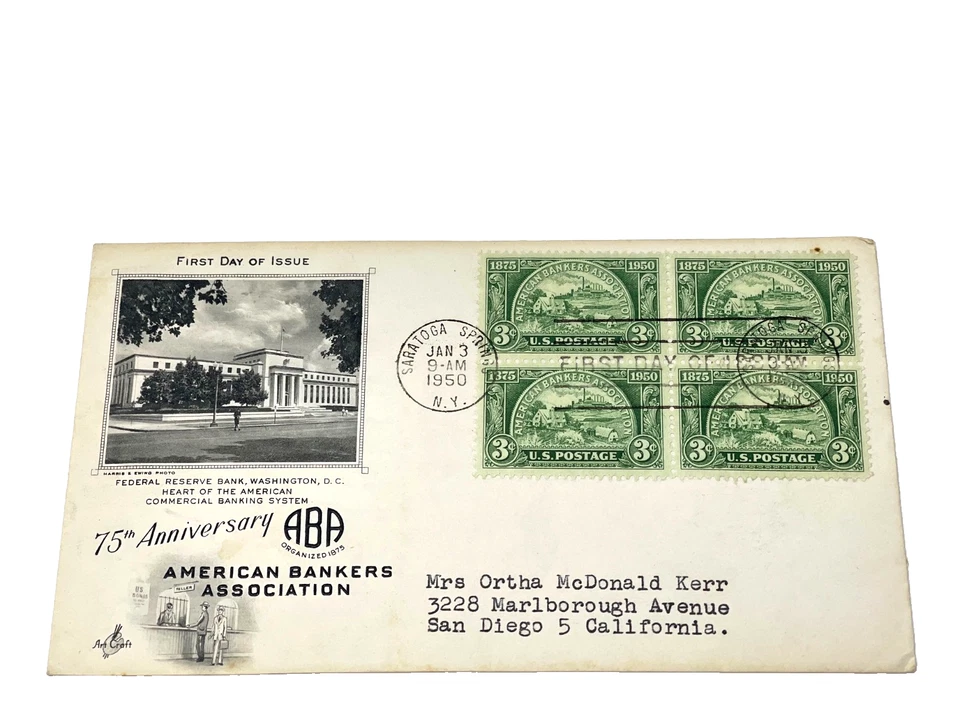 1950 - 75th Anniversary 'American Bankers association' Scott's# 987, FDC (#463) - Image 1 of 1