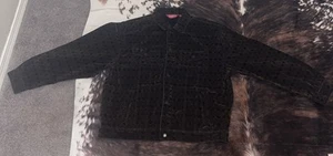 Supreme Flocked Denim Trucker Jacket Brown Size Large Rare Louis Vuitton Design - Picture 1 of 13