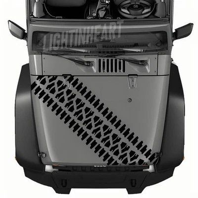 Fit For Jeep Wrangler Car Hood Sticker Tire Tracks Stripe Graphics Vinyl Decals — 第 1/4 张图片