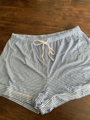 NUEVO CON ETIQUETAS GAP MUJER MODAL PIJAMA PANTALÓN CORTO talla PEQUEÑA AZUL RAYA $29 Foto 1 de 4