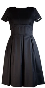 Brooks Brothers Black Fleece BB3 Black Soft Pleat Dress EUC Short Sleeve 8 Wool - Picture 1 of 16