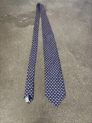 Gravata Barney's New York design tartaruga azul e rosa gola de seda feita na Itália - Imagem 1 de 4