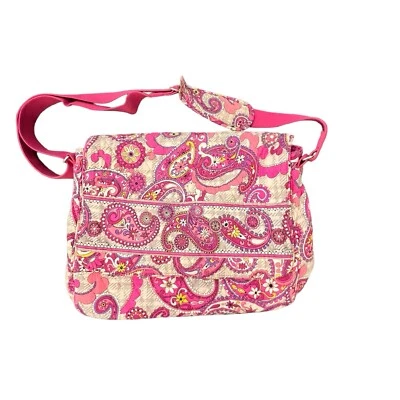 Bolso Bandolera Mensajero Vera Bradley Rosa Paisley Cumple con Cuadros Retirado Laptop Foto 1 de 4