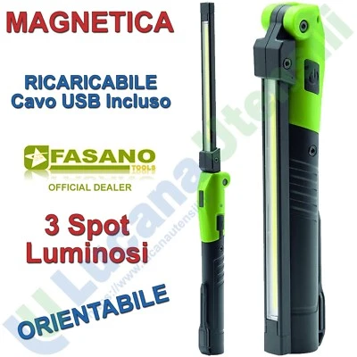 Lampada LED Ricaricabile Officina FASANO Portatile Magnetica Orientabile FGA 207 - Immagine 1 di 4
