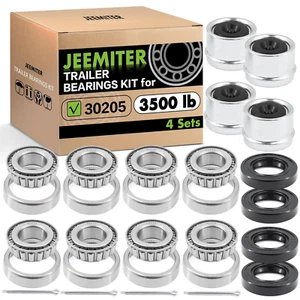 Set 4 Cuscinetti Assi Rimorchio: 30205 Cuscinetti Razze TC 30X52X10Mm Guarnizioni Polvere - Foto 1 di 12
