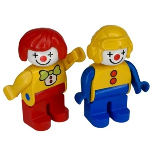 Vtg. 1988-1990 LEGO Duplo Circus Clown Minifigure Lot 2 Figures Female Pilot Boy - Picture 1 of 3