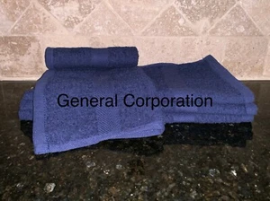 48 NEW BLUE SALON SPA GYM TOWELS DOBBY BORDER RINGSPUN 16X27 3LBS PREMIUM - Picture 1 of 2