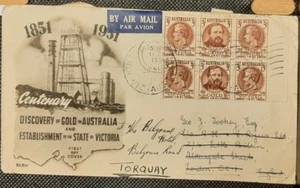 (AUS-270) Australia 1951 FDC Centenarios de Descubrimientos KINGSVILLE cancelar - Imagen 1 de 2