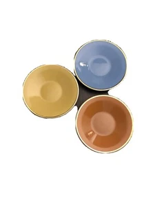 Set/3 VINTAge Porcelain CHINA 8” Plates Blue ,orange ,yellow la Make - Picture 1 of 4