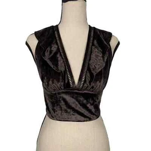 Free People Lillian Velvet Lace Up Tank Braun Größe XS Neu ohne Etikett - Bild 1 von 11