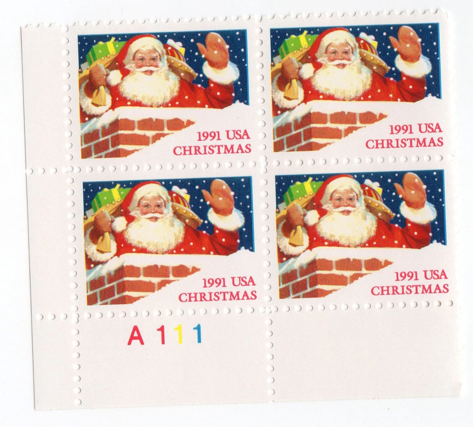Scott #2579 Christmas Santa in Chimney Plate Block of 4 Stamps - MNH - Image 1 of 1