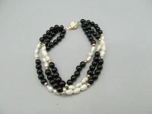 14K Gold and White Pearl Bead Bracelet - Imagen 1 de 3
