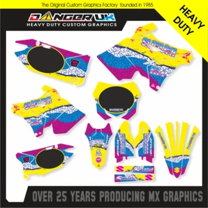 SUZUKI RM 125 250 2001 - 2008 RESTYLE RETRO FULL GRAPHICS KIT STICKERS DECALS - Picture 1 of 1