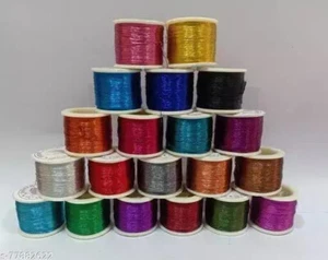 Multicoloured Zari Thread Metallic Silk Thread Material Kit Pack of 20pcs for A - Picture 1 of 3