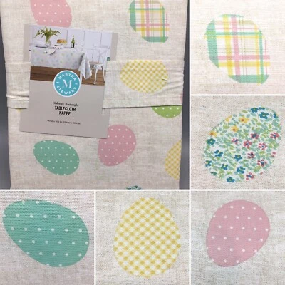 Martha Stewart Easter Egg Tablecloth Plaid Floral Polka Dot 60x84 60x102 70" R - Image 1 of 4