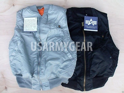 Made in USA ALPHA Industries Air Force Army Pilot Flight Reversible Vest [MA-1] - Image 1 of 4