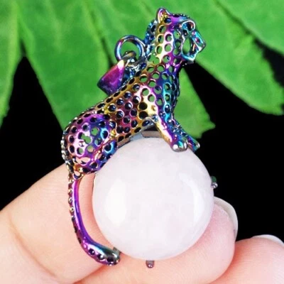 Розовый кварц подвеска радуга титана леопард подвеска бесплатный 22» ожерелье и подарочная сумка - Изображение 1 из 4