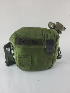 Vintage Green US Army Water Canteen And Cover With Clips And Military Belt. - Picture 1 of 12