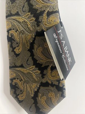Corbata Jos A Bank Signature Collection 100 % seda marrón cachemira nueva etiqueta talla única Foto 1 de 3