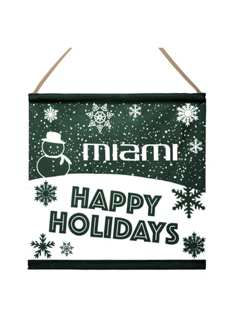 Miami Hurricanes Happy Holidays Banner Sign Christmas Wall Door Decoration Cover