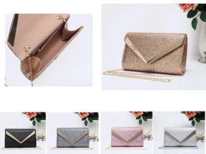 Women's Glittery Evening Prom Wedding Party Clutch Handbag Day Club Purse Bag - Picture 1 of 7