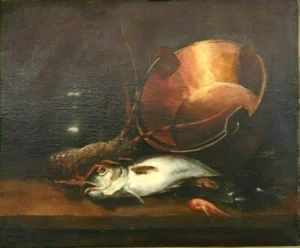 PARISY Eugène Ferdinand (1849-1916) Huile/toile Nature Morte aux poissons 54X66 - Picture 1 of 5