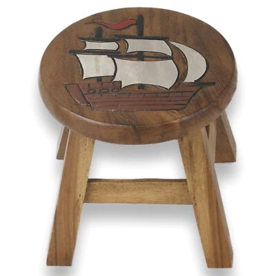 Kinderhocker Holzhocker Segelschiff Höhe 27cm - Bild 1 von 4